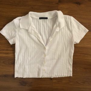 Brandy Melville white collared crop top